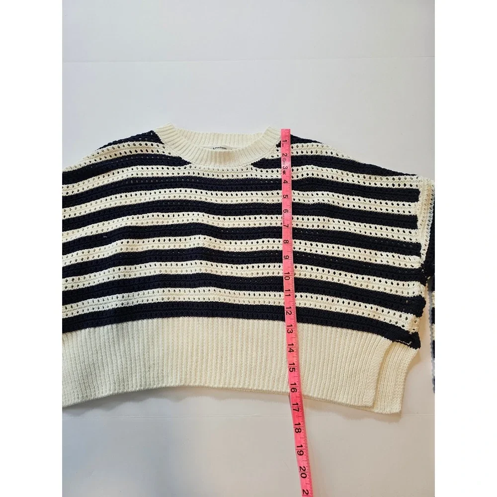 Anthropology Open Knit Sweater Womens S Navy Cropped‎ Lightweight Beach Coastal